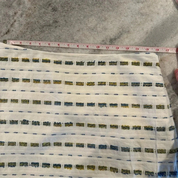 Loft Bohemian Boucle A-Line White, Blue & Green Midi Skirt Size 8 - Picture 4 of 8